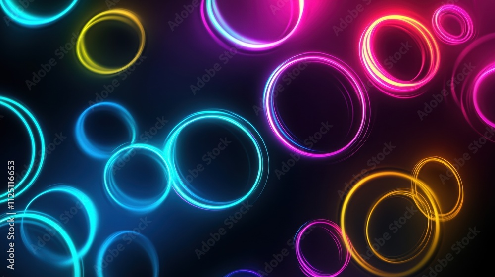 Aufkleber vibrant abstract circles in neon colors creating a dynamic and playful atmosphere.
