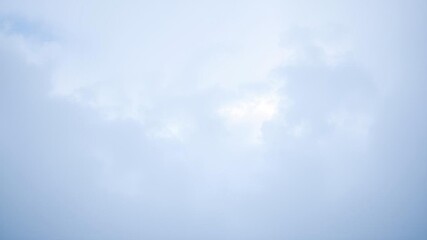 White fluffy clouds drift across a pale blue sky on a cold and windy winter day, white, day