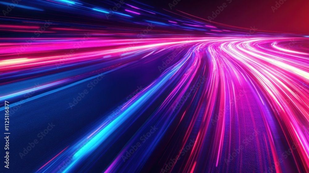 Poster vibrant light trails create a dynamic scene of motion and speed, capturing the essence of a bustling