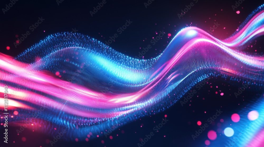 Poster vibrant abstract waves of pink and blue light create a dynamic visual effect, showcasing energy and 