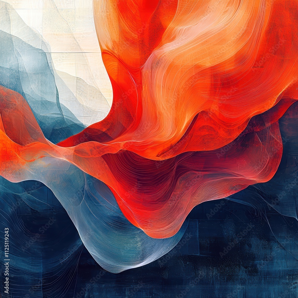 Aufkleber abstract swirls of red and blue create a dynamic and vibrant composition.