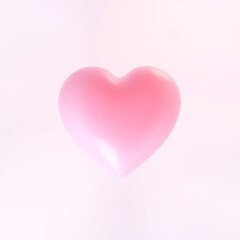 Glossy pink heart isolated on transparent background