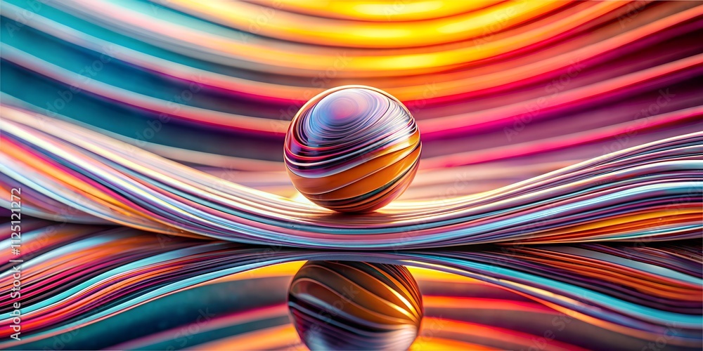Aufkleber vibrant abstract texture design featuring a spherical shape on flowing waves of color