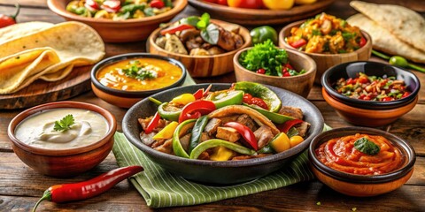 Fototapeta premium Delicious Tex-Mex Dishes & Sauces: Candid Photography of Authentic Cuisine