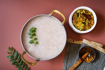 Kerala Rice Porridge or Conjee|  Kanji payar and Chammanthi