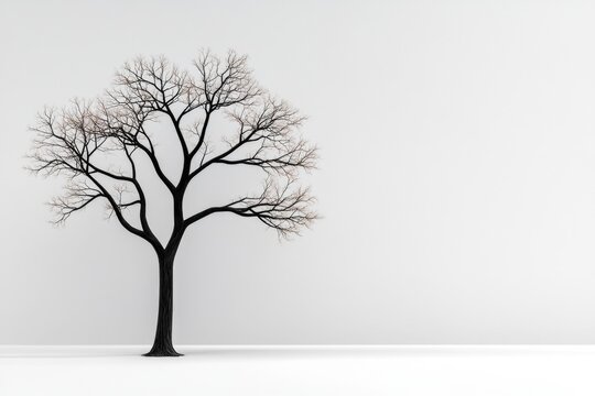 A simple outline of an ebony tree rendered in bold black lines against a white background, emphasizing its silhouette