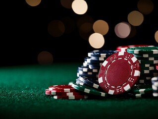 Spectacular photo of casino. Casino background with chips