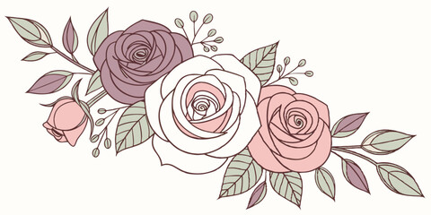 Layered rose wreath vector with soft pastel tones.