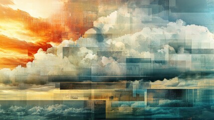 Abstract Digital Collage of Financial Risks