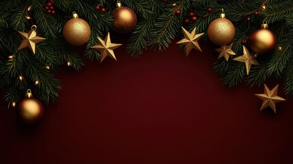 Naklejka premium Elegant Christmas decorations with gold ornaments and stars