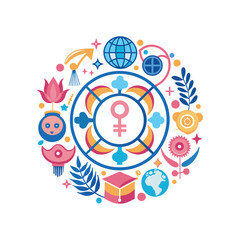 Women's Day Symbol Illustration with Feminine Elements