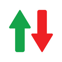 Up and down arrows icon vector on white background. red and green up down arrows. 
