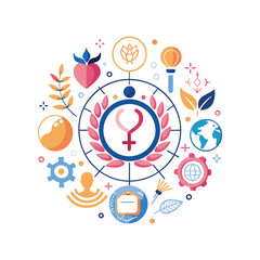 Obraz premium Women's Day Symbol Illustration with Feminine Elements