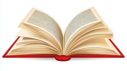 Fototapeta premium Open book with red cover, showcasing pages.