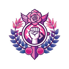 Empowered Feminine Strength with Floral Symbolism Vector Illustration