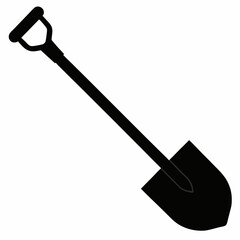 Basic Shovel Black Silhouette Vector Illustration