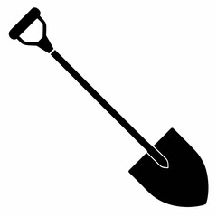 Basic Shovel Black Silhouette Vector Illustration