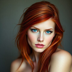 Fototapeta premium Beautiful woman red hair