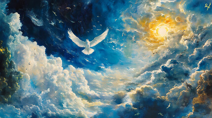 In the beginning, god created the heavens and the earth. concept this is a phrase from the bible describing the creation of the world. Omniscient. Illustration