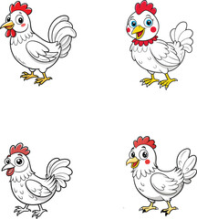 Coloring Pages American Hen Vector Illustration