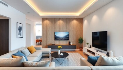 Apartment TV living room showing design ideas for apartments with a focus on integrating the TV into the living room space efficiently
