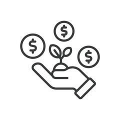 Growing Seeds Capital, icon in line design. Growing, seeds, capital, investment, growth, finance, startup on white background vector. Growing Seeds Capital editable stroke icon