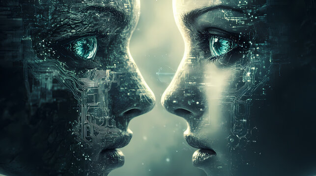 Interlink omniscient magnetic beings. Omniscient. Illustration