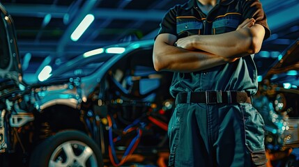 With a wrench poised for action, the mechanic exemplifies the dedication and perseverance required to keep vehicles running smoothly and safely.