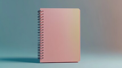 3D illustration of a spiral binder notebook mockup isolated on a soft gray background