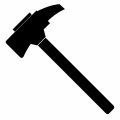 Bold Sledgehammer Black Silhouette Vector Illustration on White Background