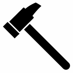 Bold Sledgehammer Black Silhouette Vector Illustration on White Background