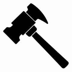 Bold Sledgehammer Black Silhouette Vector Illustration on White Background