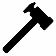 Bold Sledgehammer Black Silhouette Vector Illustration on White Background