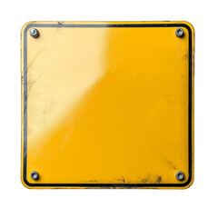 Fototapeta premium Bright yellow caution sign with bold black border, a highvisibility warning display for safety and alertness