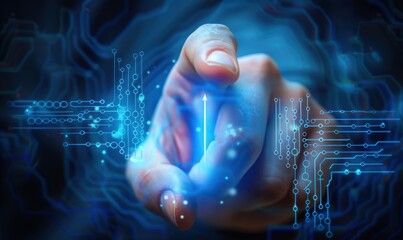 指尖点击科技电路网创新交互技术背景