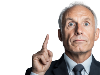 Confident businessman in suit points directly at viewer, engaging and assertive professional in corporate setting