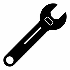Classic Adjustable Spanner Black Silhouette Vector Design