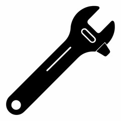 Classic Adjustable Spanner Black Silhouette Vector Design