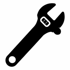 Classic Adjustable Spanner Black Silhouette Vector Design