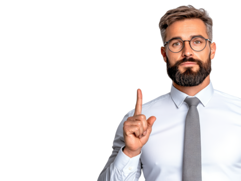Intriguing portrait, bearded man in glasses connects with viewer through a direct, pointed gaze