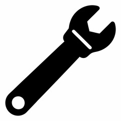 Classic Adjustable Spanner Black Silhouette Vector Design