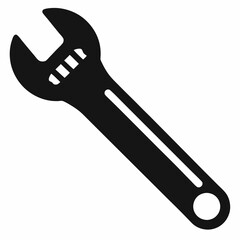 Classic Adjustable Spanner Black Silhouette Vector Design