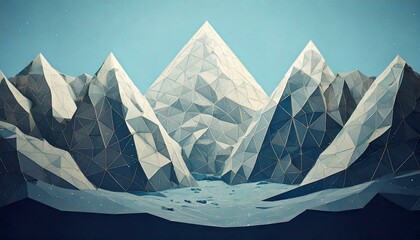 Snow covered Mountains, Glacier, Arctic, Digital Art, Geometric Shapes