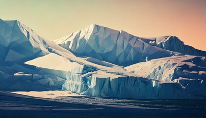 Arctic Glacier, Digital Art Image, Geometric Shapes