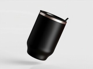 Stylish black insulated tumbler for hot or cold beverages. Perfect for on-the-go hydration and modern aesthetics.
