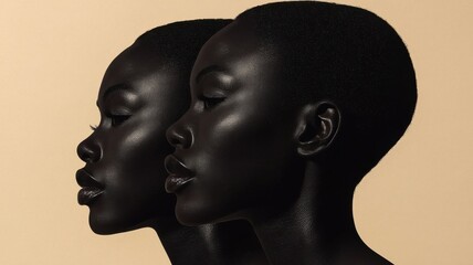 Minimalist Portrait of Black Faces in Profile
