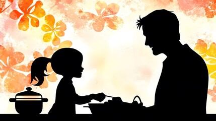 of a man and child baking together, blended with an image of a kitchen, symbolizing shared activities and fun. | [men's]:[men's parenting tips] 