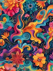 Psychedelic abstract pattern. Hypnotic and surreal trippy backdrop.