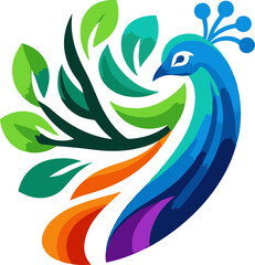 Vector peacock color logo art