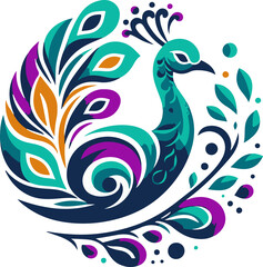 Vector peacock color logo art